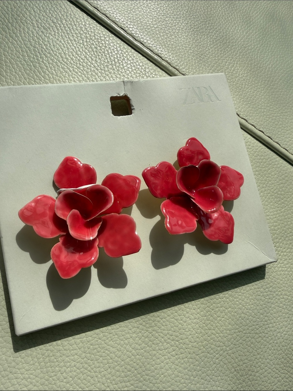 Zara Glossy Pink Floral Clip-On Earrings